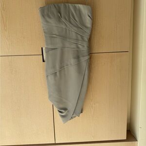 J. Mendel Strapless Silver-Gray Ruched Mini Dress